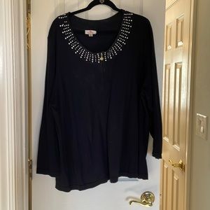 Quacker Factory 3X black sweater with embellishments